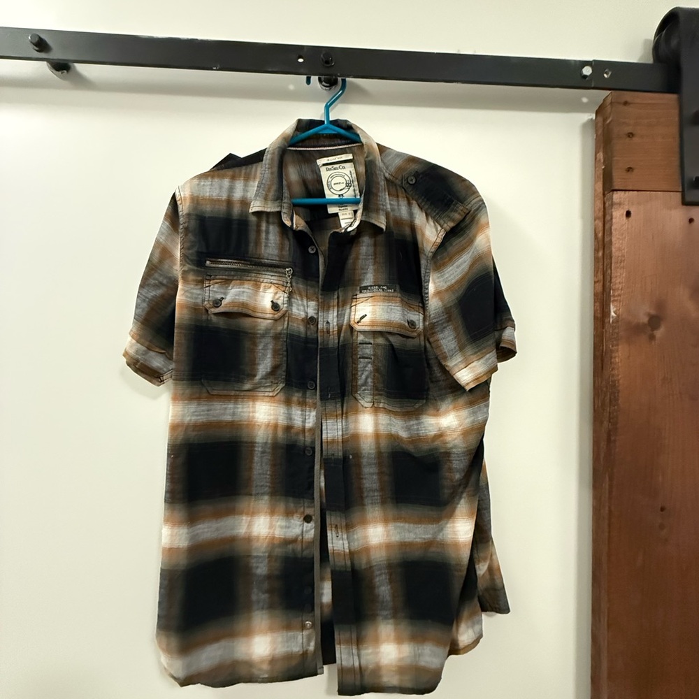 Diesel Black and Brown Plaid Button Down Shirt